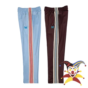 Спортивные брюки Needles Для мужчин и женщин лучшего качества, брюки с гладкими иглами, трикотажные брюки в полоску с бабочкой