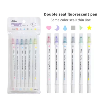 6 цветов многоцветной ручки с двойным наконечником, хайлайтер 