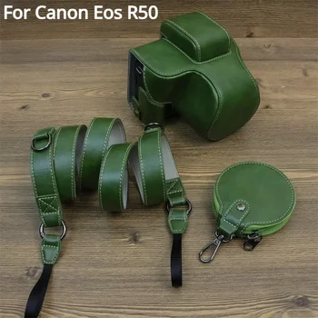 Сумка для фотоаппарата, кожаный чехол для Canon Eos R50 Micro Single Camera, крышка крайней плоти, защитная крышка, отверстие в основании, Сменный аккумулятор