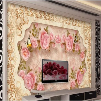 масштабные фрески wellyu на заказ, художественная плитка с европейским рисунком, телевизор, диван, фоновая стена, нетканые обои papel de parede