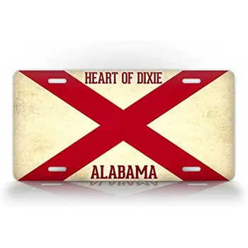 Флаг Алабамы Сердце Дикси, Текстурированный номерной знак штата Алабама, наклейка на стену, Металлическая вывеска