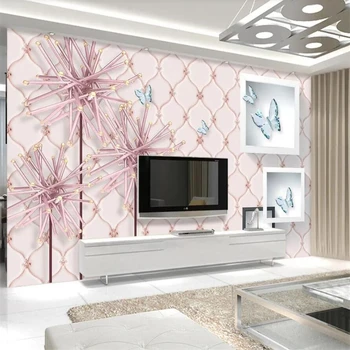 Пользовательские обои 3d фреска розовая стерео мягкая сумка из кожи одуванчика ювелирные изделия 5d ТВ фоновая стена гостиная спальня 8d обои