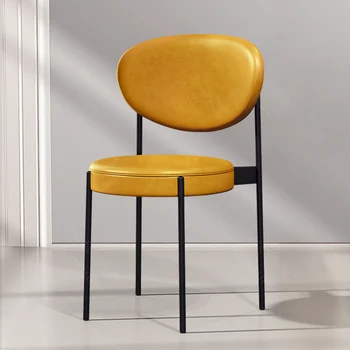 Винтажные желтые обеденные стулья, кожаные Удобные дизайнерские стулья для взрослых, Ленивые прозрачные украшения для интерьера салона
