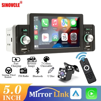 SINOVCLE 5-дюймовый Автомобильный Радиоприемник 1 din Стерео Bluetooth MP5 Плеер CarPlay Android Auto Multimedia BT 5.1 MirrorLink USB FM-приемник