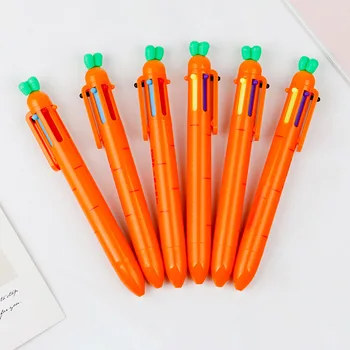 Многоцветная ручка 6 В 1 Креативная морковная шариковая ручка Красочная выдвижная шариковая ручка для письма маркером Канцелярские принадлежности